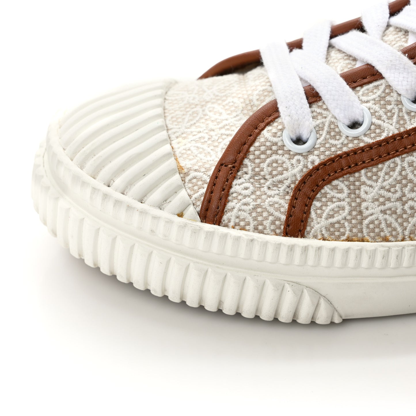 Jacquard Anagram Calfskin High Top Sneakers 35 Natural White