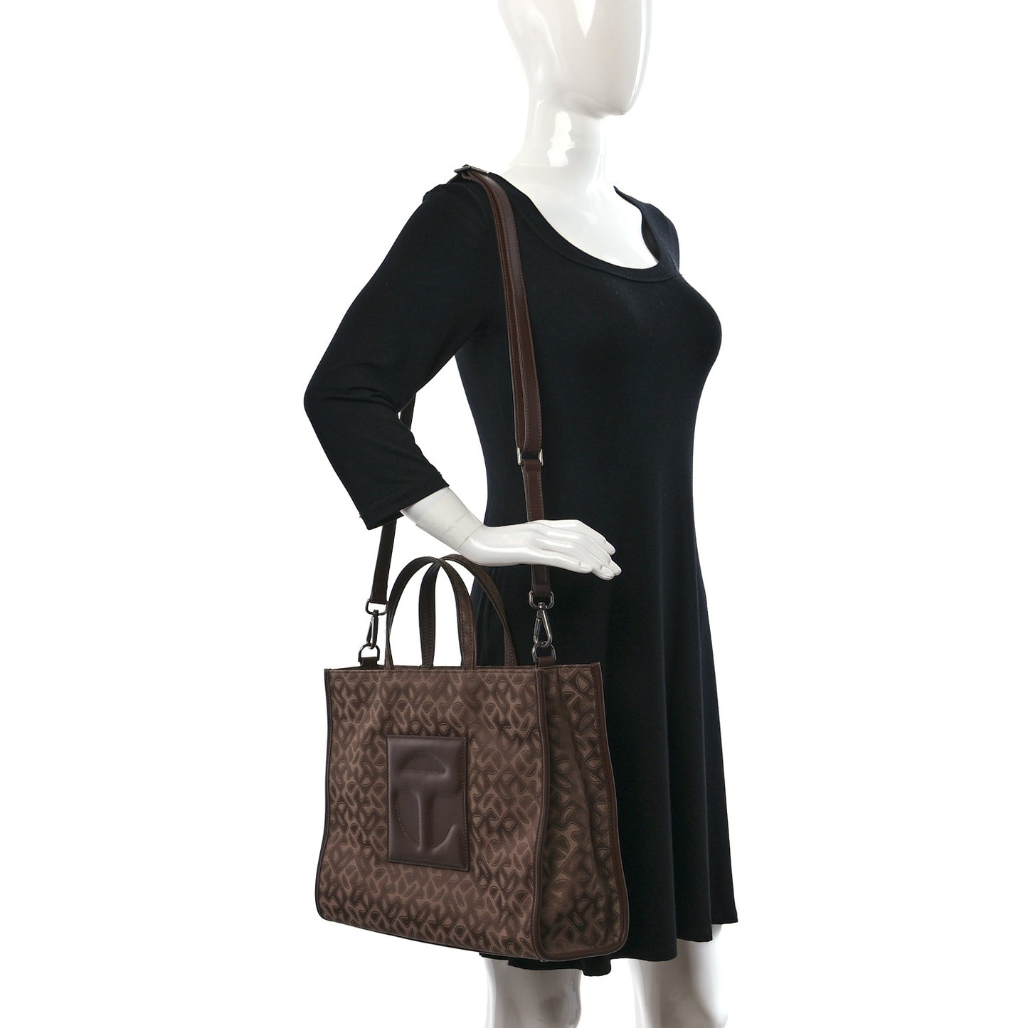 Monogram Jacquard Medium Shopping Bag Tan