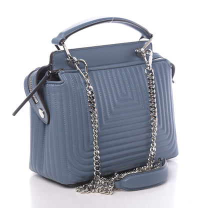 Fendi Shiny Nappa Trapuntata Small DotCom Click Top Handle Chain Satchel Blue 3 of 10
