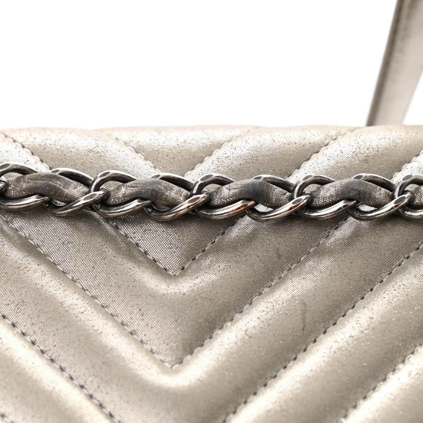 Iridescent Calfskin Chevron Quilted Large Urban Spirit Backpack Silver