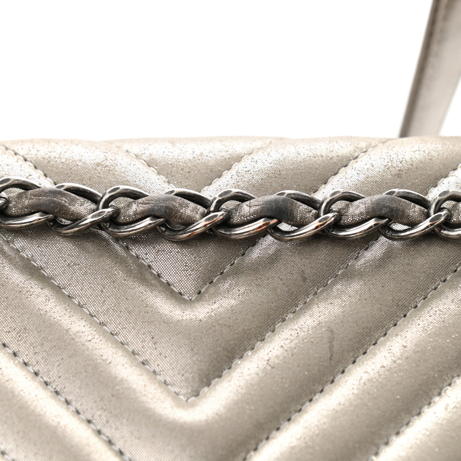 Chanel Iridescent Calfskin Chevron Quilted Large Urban Spirit Backpack Silver 19 of 24
