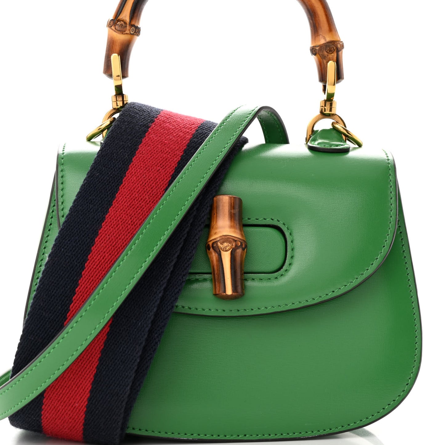 Boarded Dyana Lux Calfskin Mini Bamboo 1947 Top Handle Bag Spring Green
