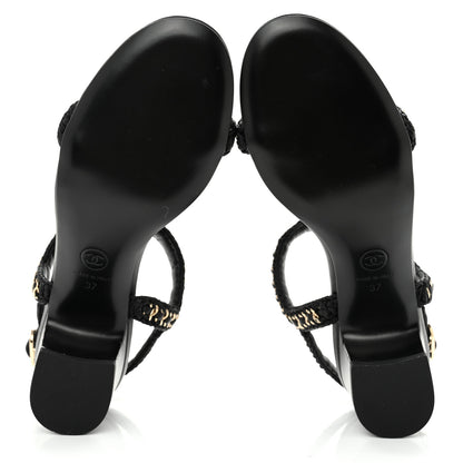 Chanel Lambskin CC Chain Braided Sandals 37 Black 5 of 11