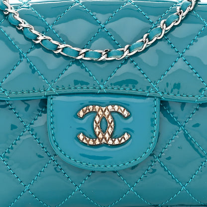 Chanel Patent Brilliant Mini Flap WOC Bag Blue 10 of 13