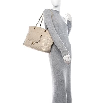Chanel Glazed Calfskin Quilted Large Front Pocket Tote Beige 2 of 14