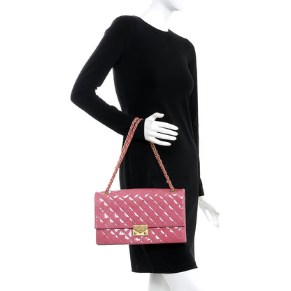 Chanel Patent Quilted 3 Pocket Accordion Flap Pink 2 of 8