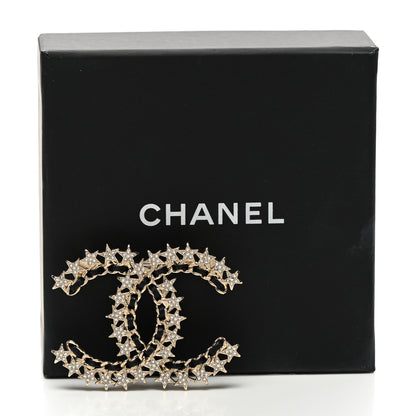 Chanel Lambskin Chain Crystal Chain CC Star Brooch Gold Black 5 of 5