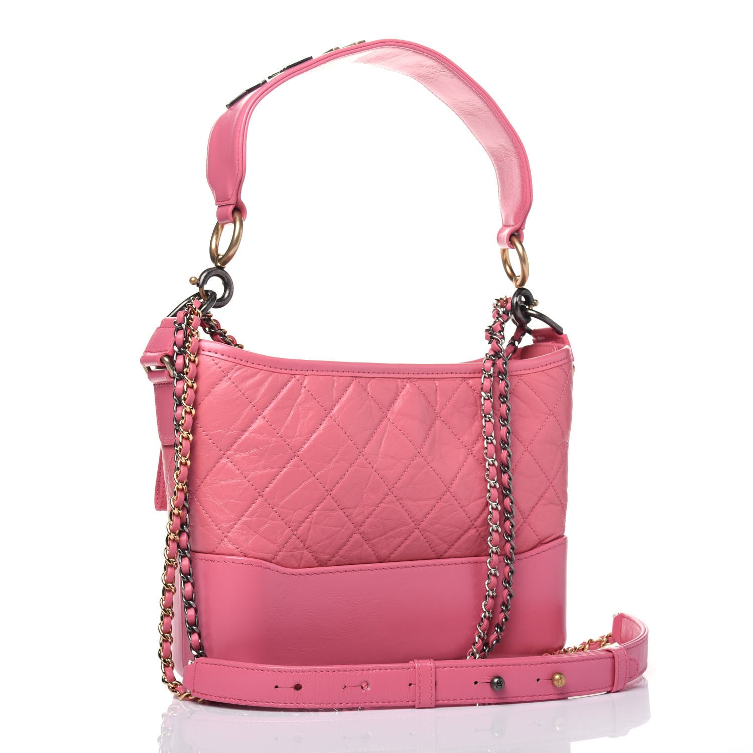 Chanel Aged Smooth Calfskin Quilted Medium Gabrielle Logo Hobo Pink 4 of 17