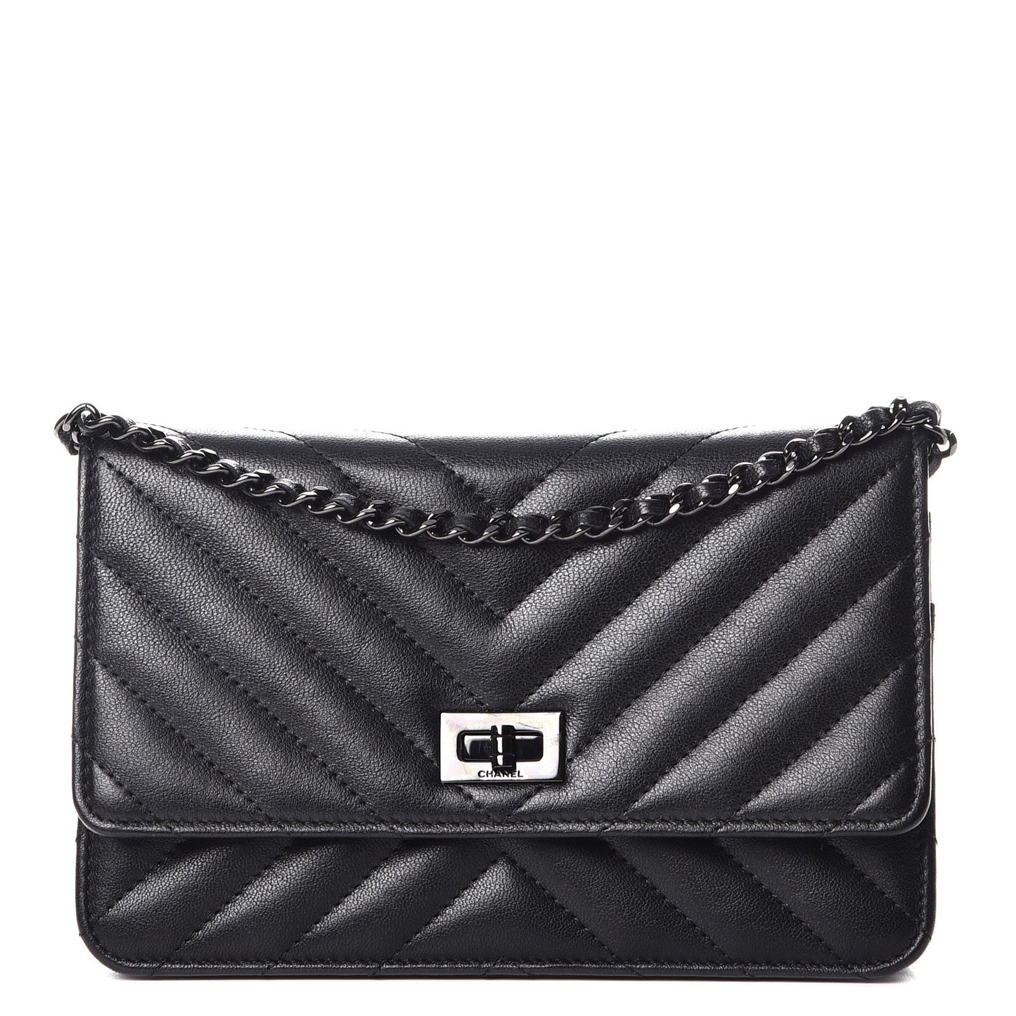 Sheepskin Chevron Reissue Wallet On Chain WOC So Black