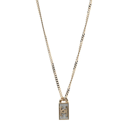 Chanel Crystal Dog Tag Charm Necklace Gold 1 of 6