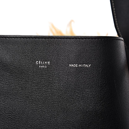 Celine Shiny Smooth Calfskin Shearling Small Twisted Cabas Black Multicolor 11 of 11