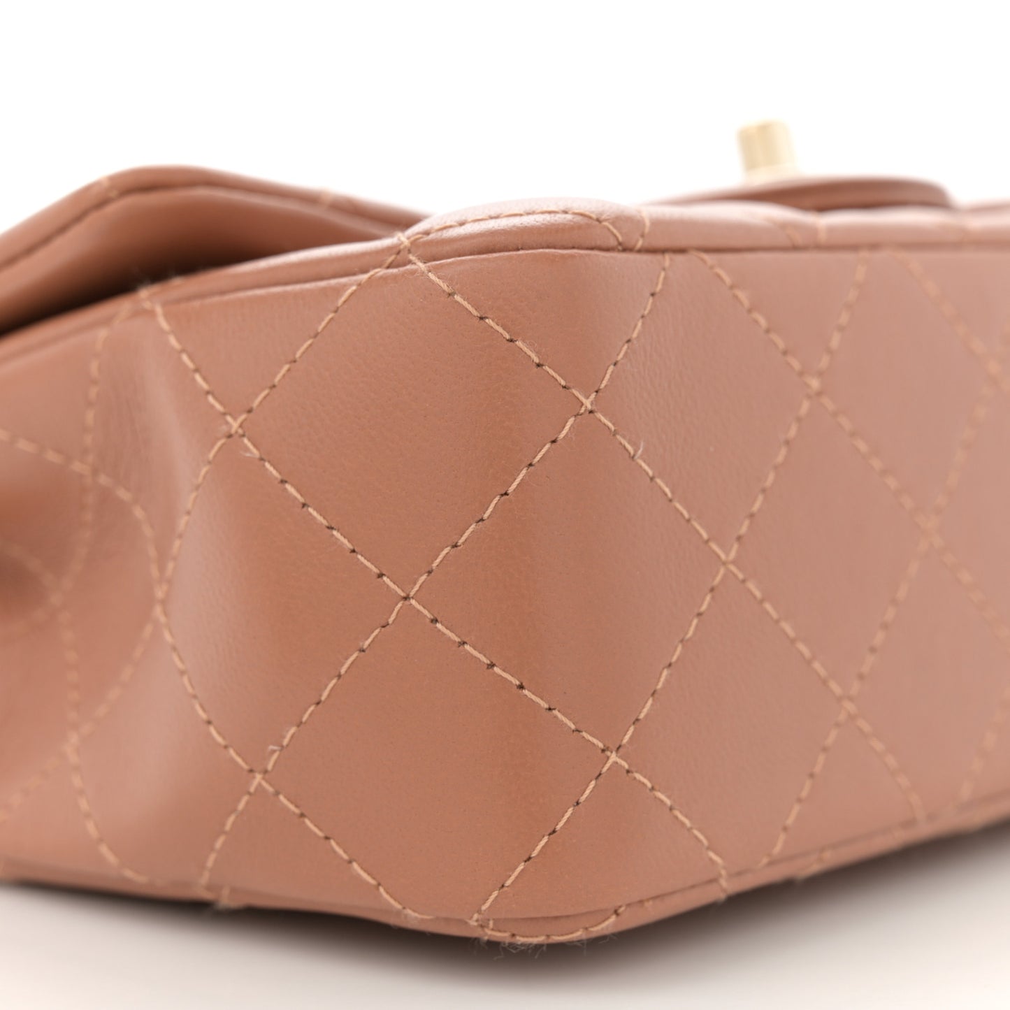Lambskin Quilted Mini Rectangular Flap Brown