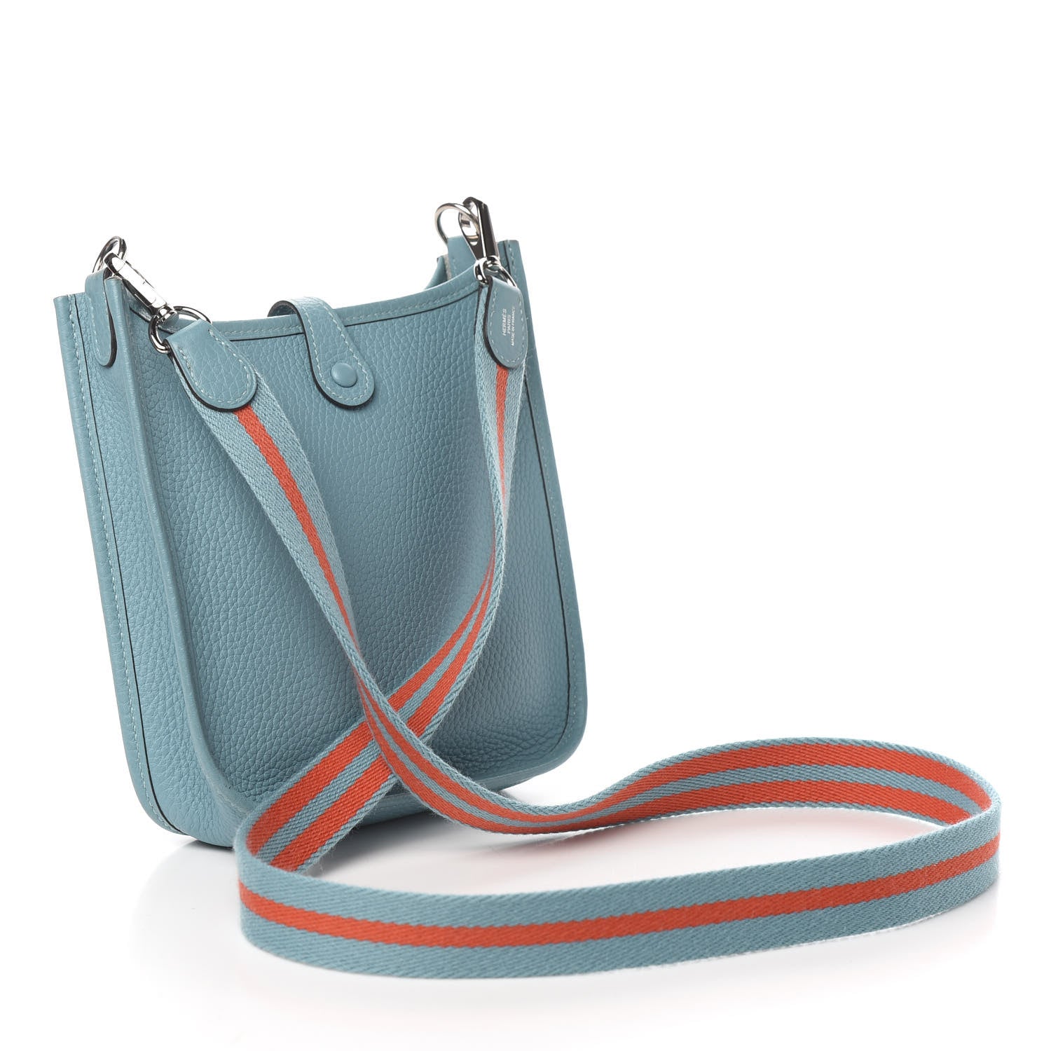 Hermes Taurillon Clemence Evelyne TPM Bleu Saint Cyr Orange Poppy 2 of 10