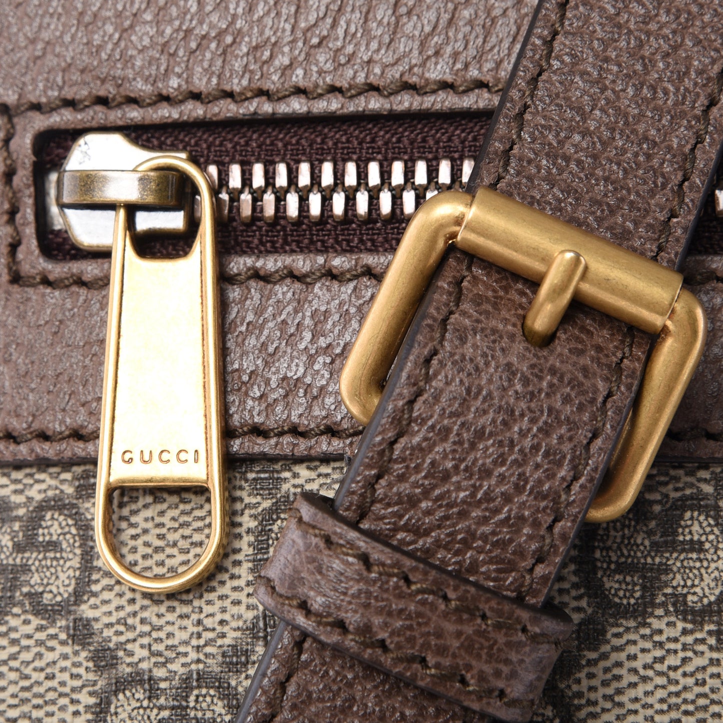 GG Supreme Monogram Web Medium Ophidia Messenger Bag Brown