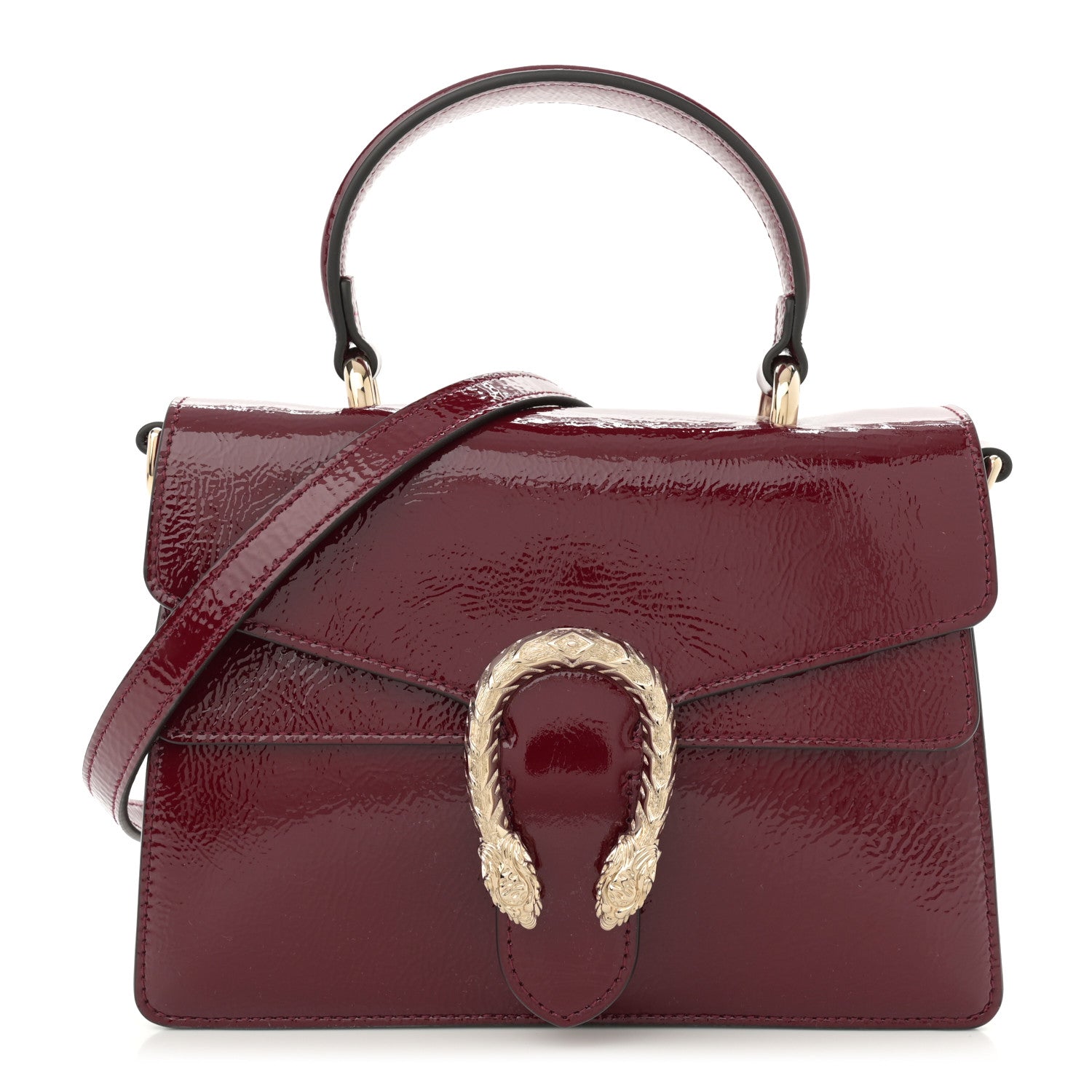 Gucci Crinkled Patent Small Dionysus Top Handle Bag Rosso Ancora Red 1 of 9