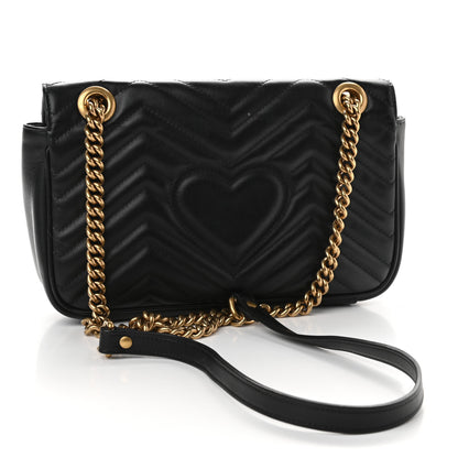 Gucci Calfskin Matelasse Small GG Marmont Shoulder Bag Black 3 of 9