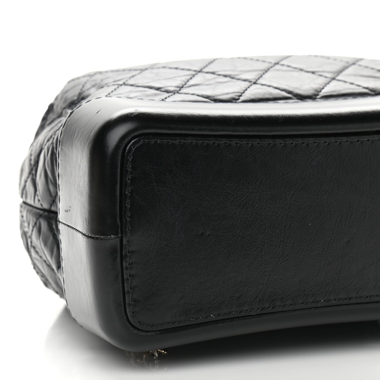Aged Calfskin Quilted Gabrielle Backpack Black