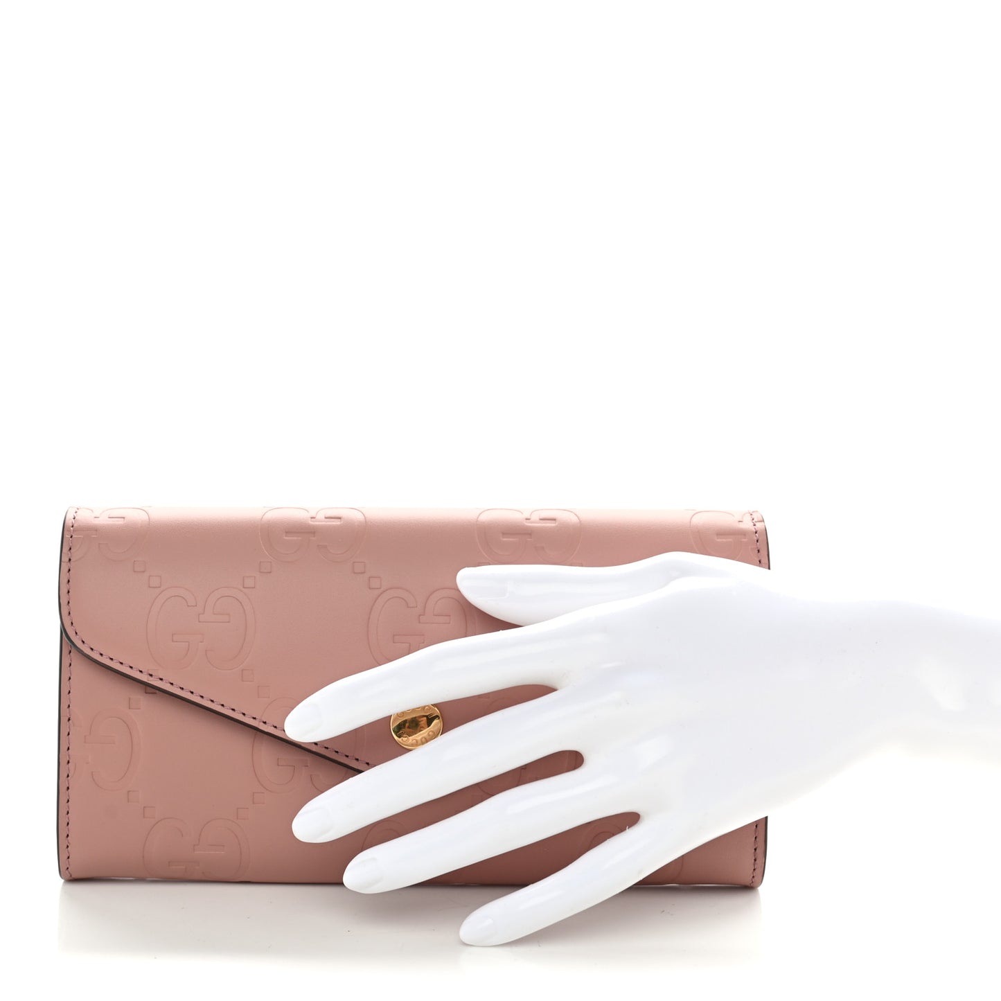 Calfskin GG Embossed Continental Wallet Porcelain Rose