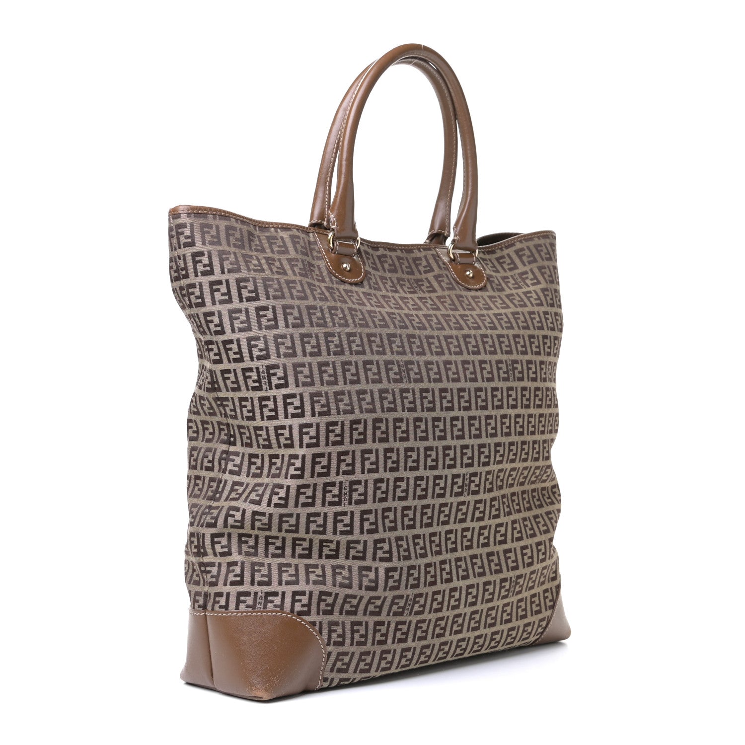 Fendi Zucchino Cuoio Chef Shopping Tote Mogano Panna Fango 2 of 17