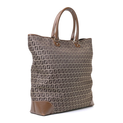 Fendi Zucchino Cuoio Chef Shopping Tote Mogano Panna Fango 2 of 17