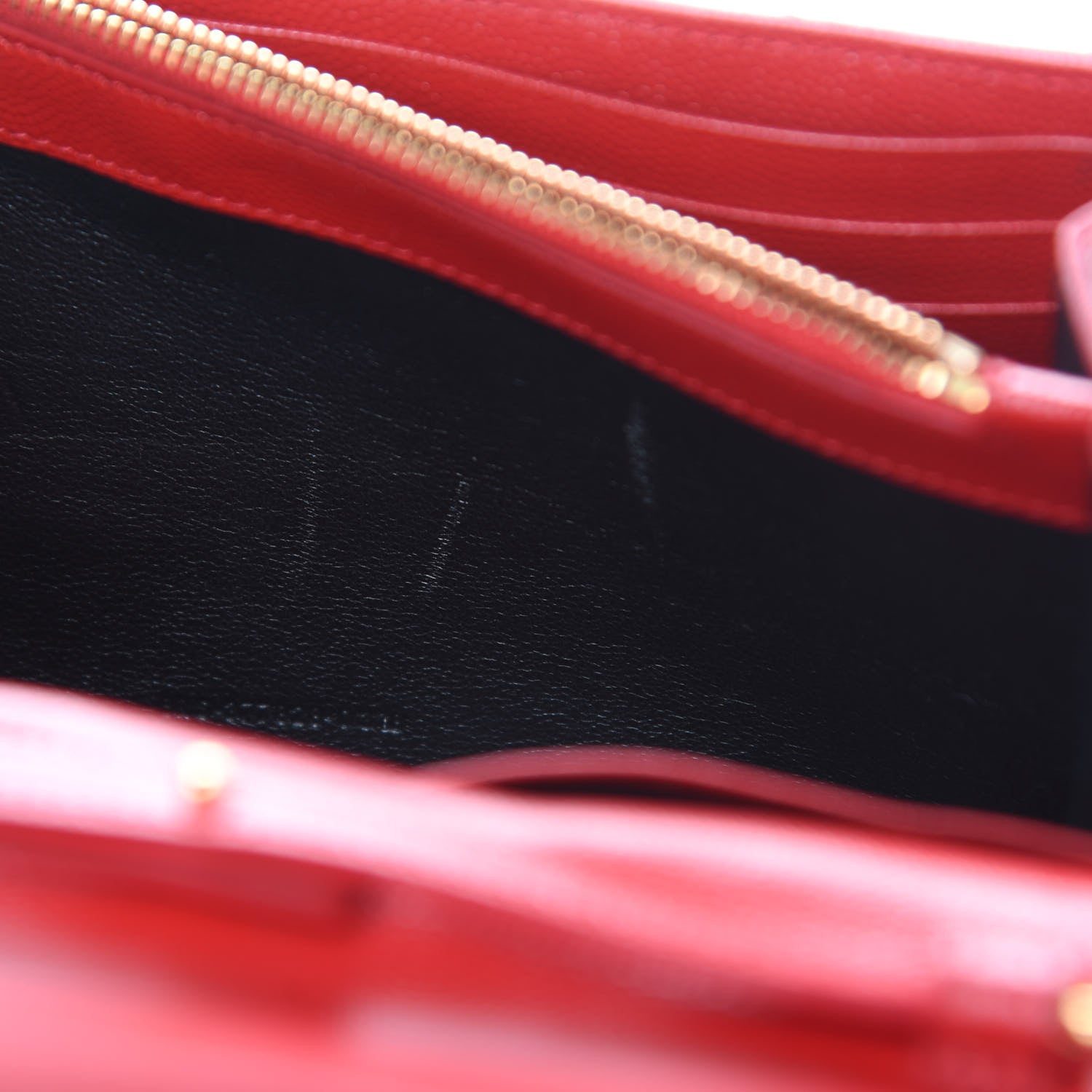 Saint Laurent Grain De Poudre Matelasse Chevron Monogram Chain Wallet Red 12 of 12