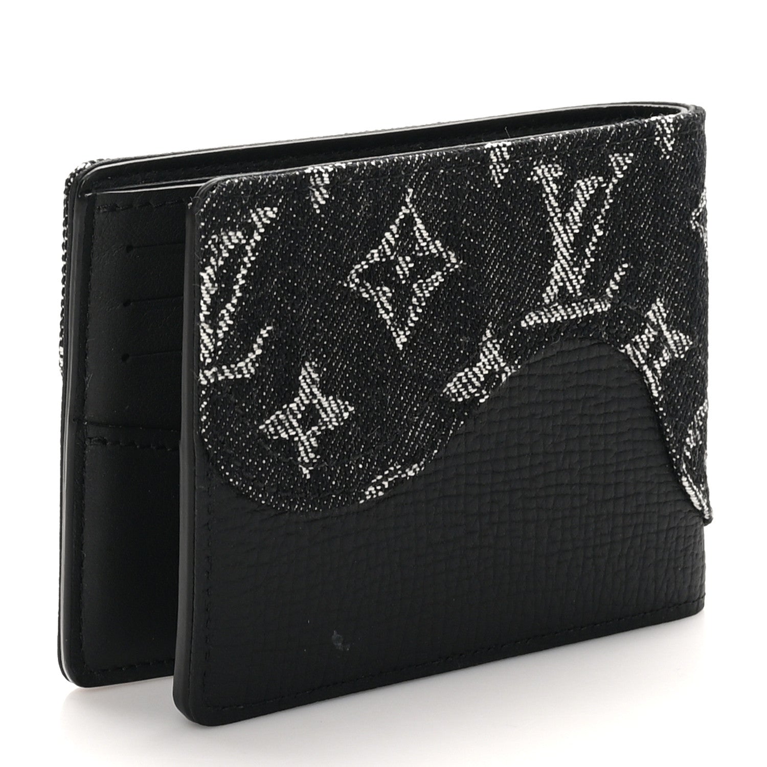 Louis Vuitton X NIGO Taurillon Monogram Denim Drip Slender Wallet Black 3 of 7