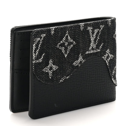 Louis Vuitton X NIGO Taurillon Monogram Denim Drip Slender Wallet Black 3 of 7
