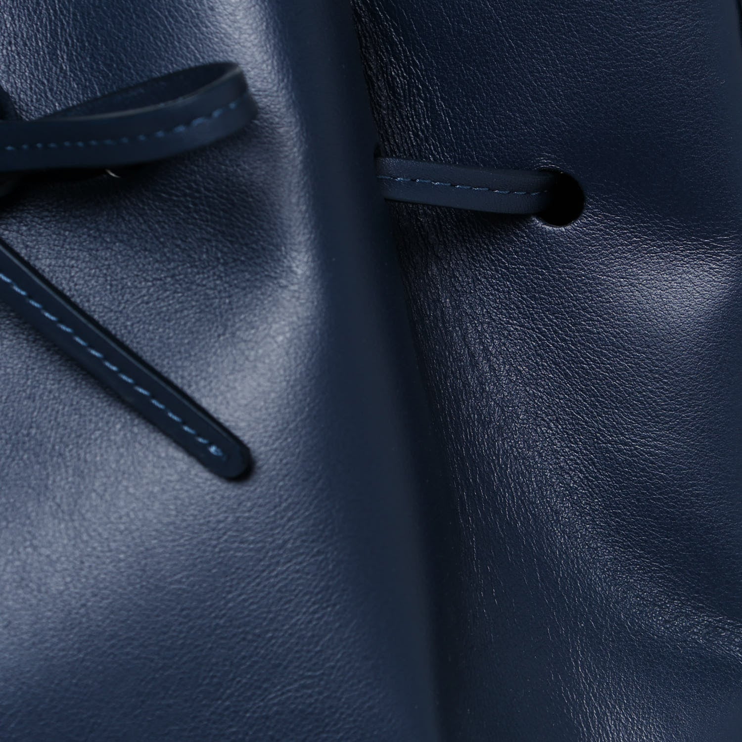 Mansur Gavriel Vegetable Tanned Calfskin Bucket Bag Navy Blue 14 of 15