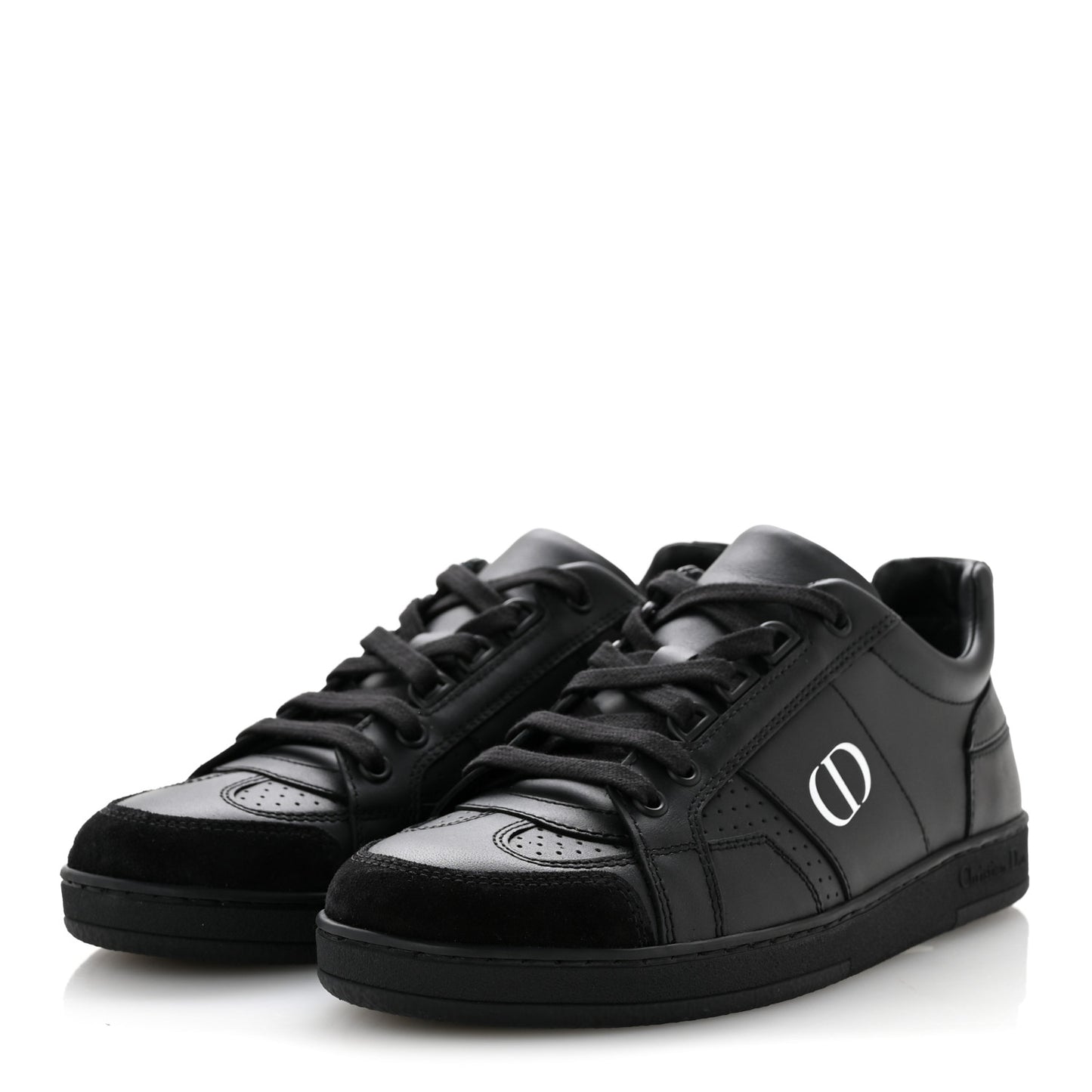 Calfskin Suede Logo Sneakers 36.5 Black
