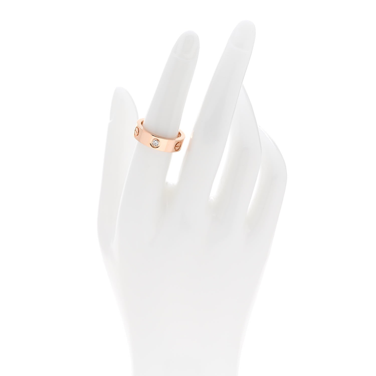 Cartier 18K Pink Gold 3 Diamond 5.5mm LOVE Ring 53 6.5 2 of 5