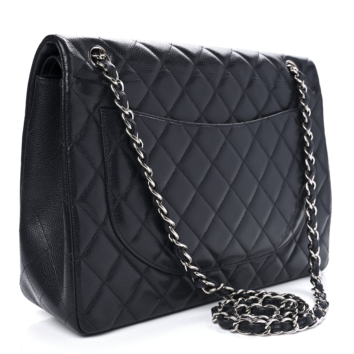 Chanel Caviar Quilted Maxi Double Flap Navy Blue 2 of 9