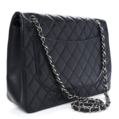 Chanel Caviar Quilted Maxi Double Flap Navy Blue 2 of 9