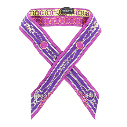 Hermes Silk Maillons Twilly Fuchsia Violet Jaune 1 of 4