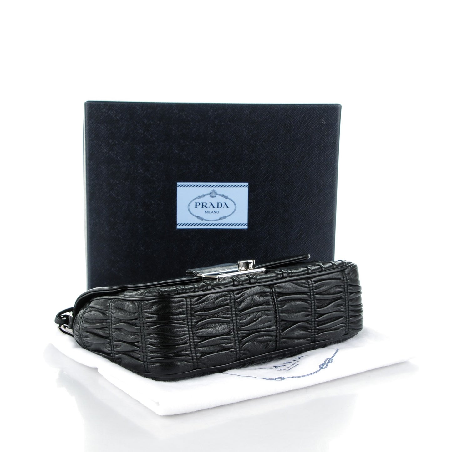 Nappa Gaufre Sound Chain Flap Shoulder Bag Black