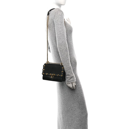 Fendi Vitello Liberty Metal Scalloped Multi Studded Small Kan I Shoulder Bag Black 2 of 10