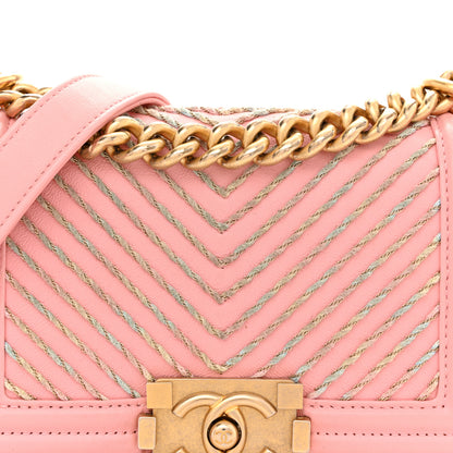 Chanel Calfskin Chevron Embroidered Small Boy By The Sea Flap Pink 8 of 14