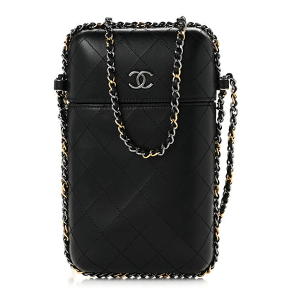 Chanel Lambskin Quilted Chain Around Phone Holder Black 1 of 10