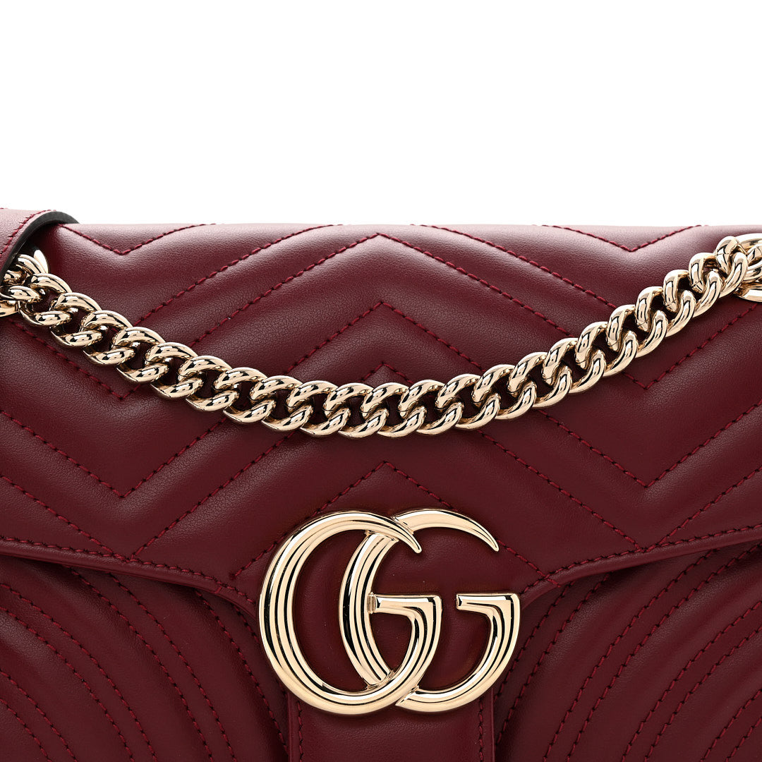 Gucci Calfskin Matelasse Small GG Marmont Shoulder Bag Rosso Ancora Red 8 of 10