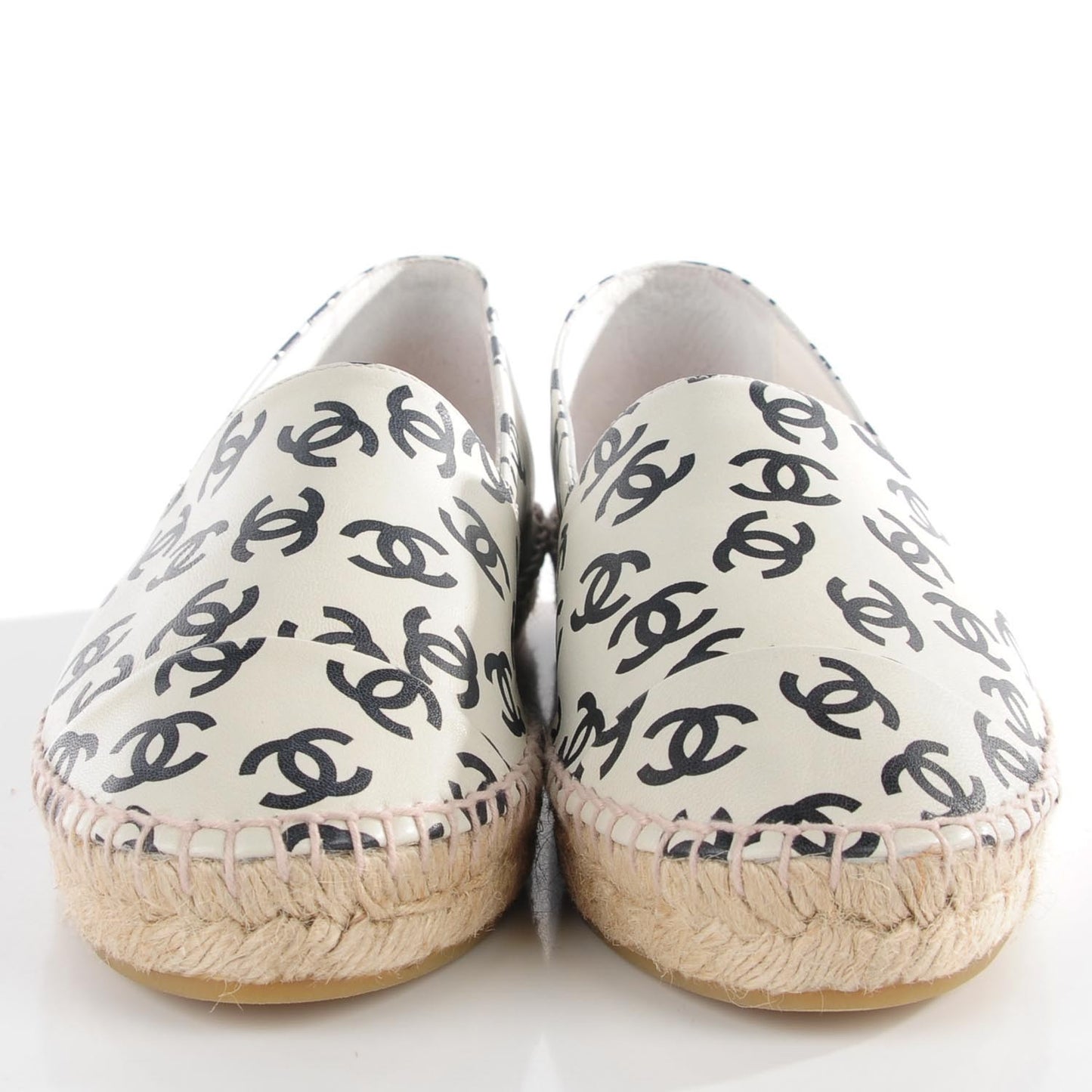 Lambskin Printed CC Espadrilles 38 White Black