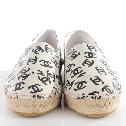 Chanel Lambskin Printed CC Espadrilles 38 White Black 2 of 10