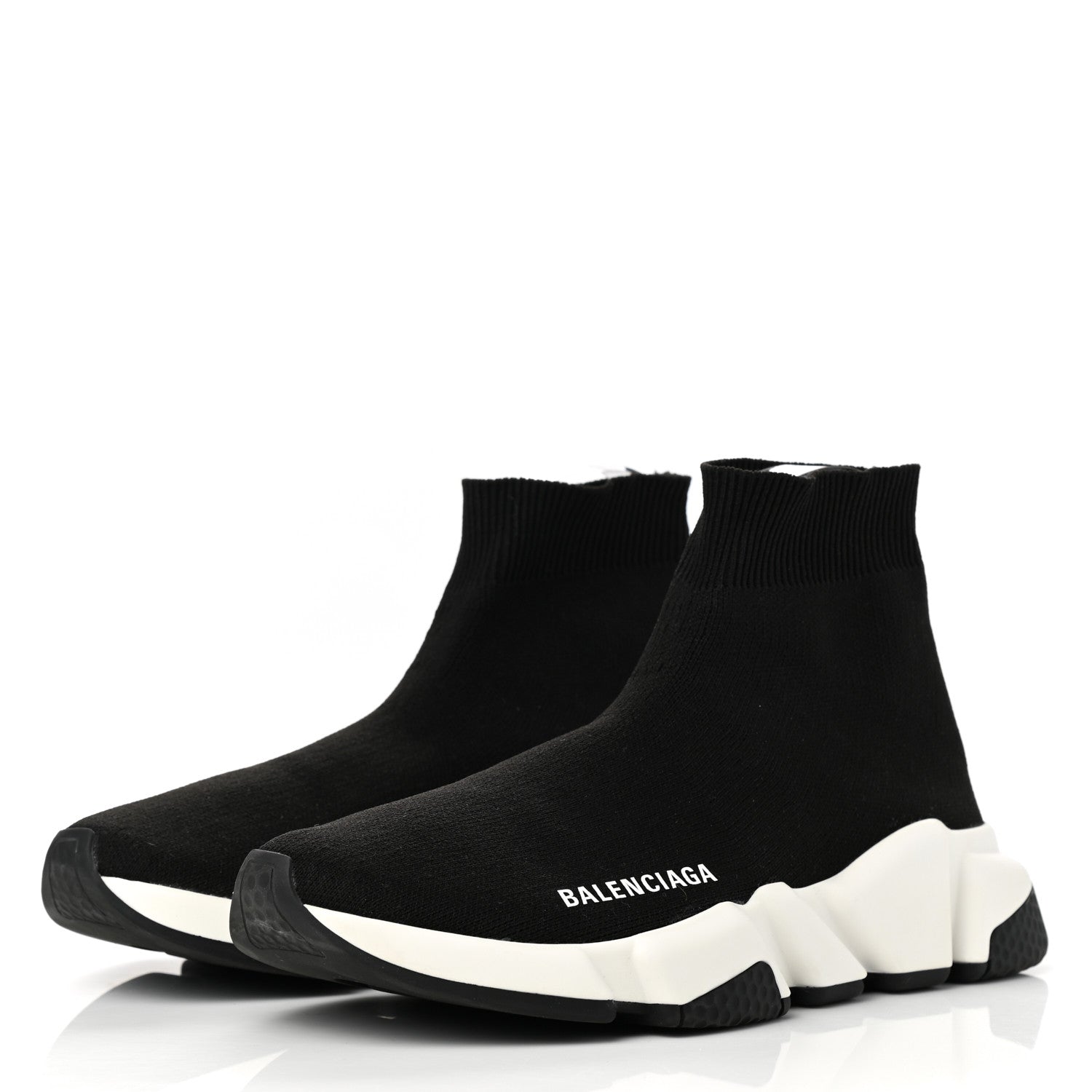 Balenciaga Neoprene Knit Womens Speed Sneakers 37 Black White 3 of 7