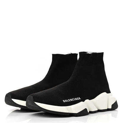 Balenciaga Neoprene Knit Womens Speed Sneakers 37 Black White 3 of 7