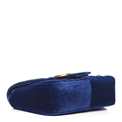 Gucci Velvet Matelasse Mini GG Marmont Shoulder Bag Cobalt Blue 4 of 11