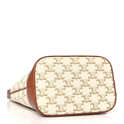 Celine Triomphe Canvas Calfskin Small Bucket Bag White 4 of 10