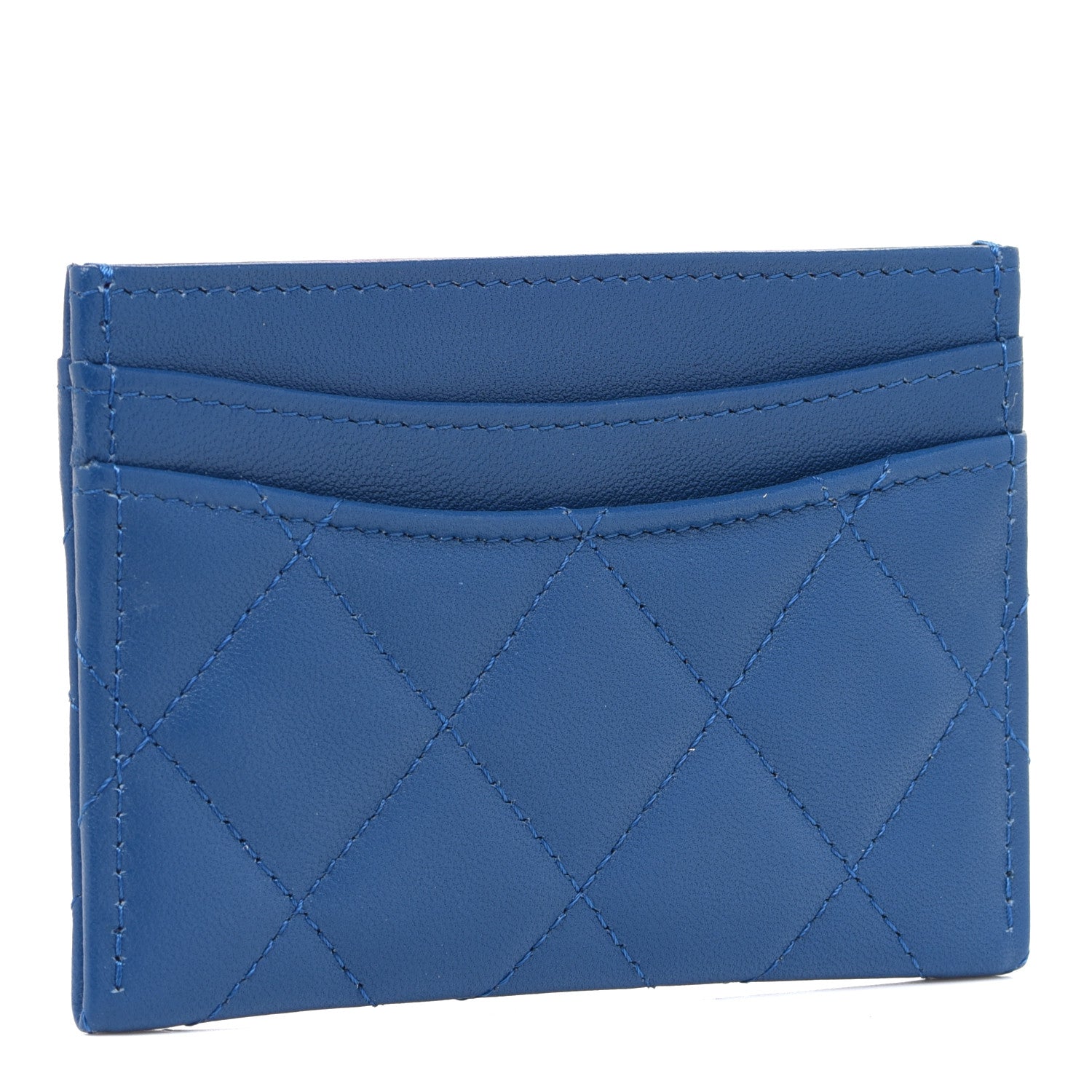 Chanel Lambskin Quilted Card Holder Blue Pink 3 of 9