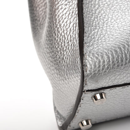 Fendi Cuoio Romano Lux Selleria Medium Peekaboo Iconic Satchel Argento 10 of 10