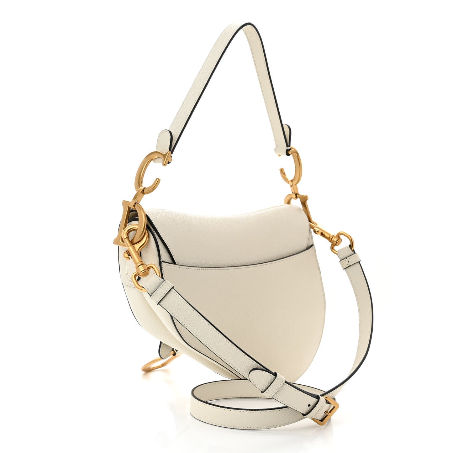 Grained Calfskin Saddle Bag With Strap Latte