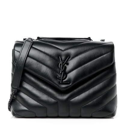 Saint Laurent Calfskin Y Quilted Monogram Monochrome Small Loulou Chain Satchel Black 1 of 12