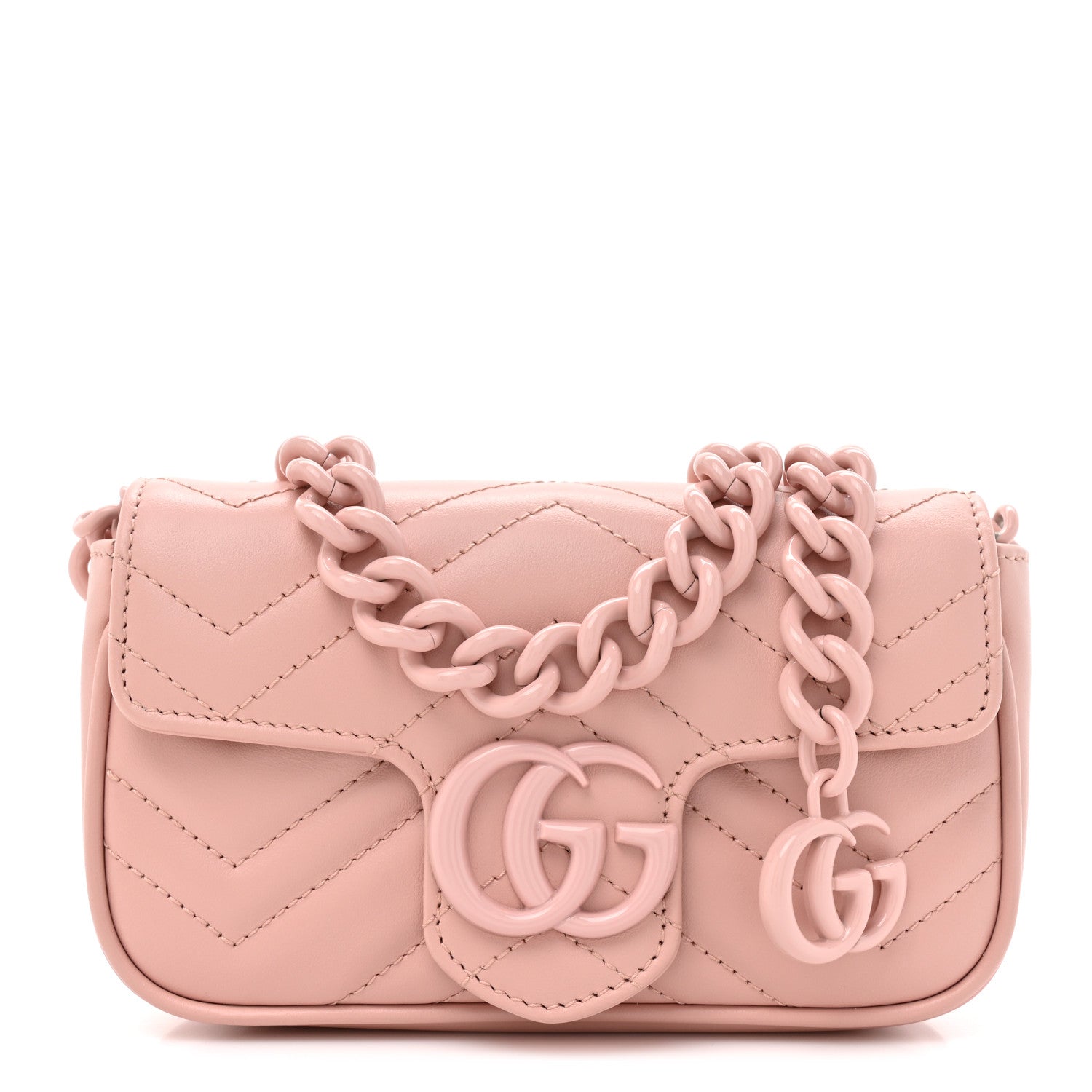 Gucci Calfskin Matelasse Monochrome GG Marmont Chain Belt Bag Perfect Pink 1 of 11