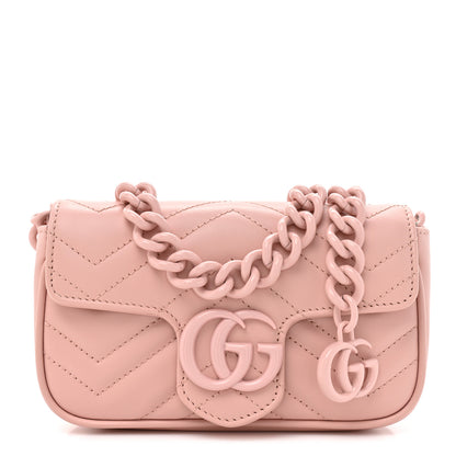 Gucci Calfskin Matelasse Monochrome GG Marmont Chain Belt Bag Perfect Pink 1 of 11